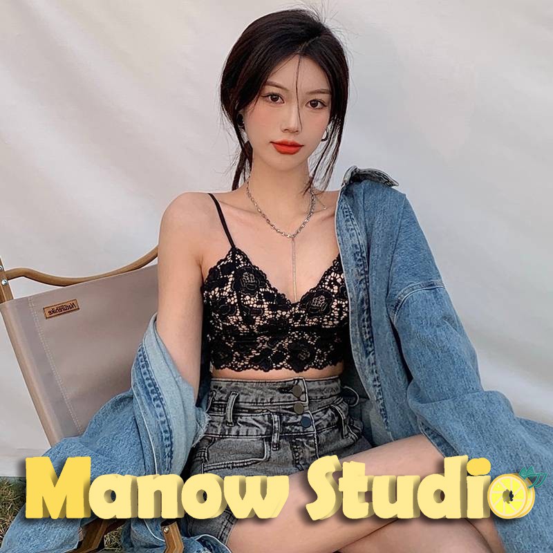 บราลูกไม้ เสื้อชั้นในลูกไม้ เสื้อกล้ามลูกไม้ สายเดี่ยว บราสายเดี่ยว 095# Manow.studio