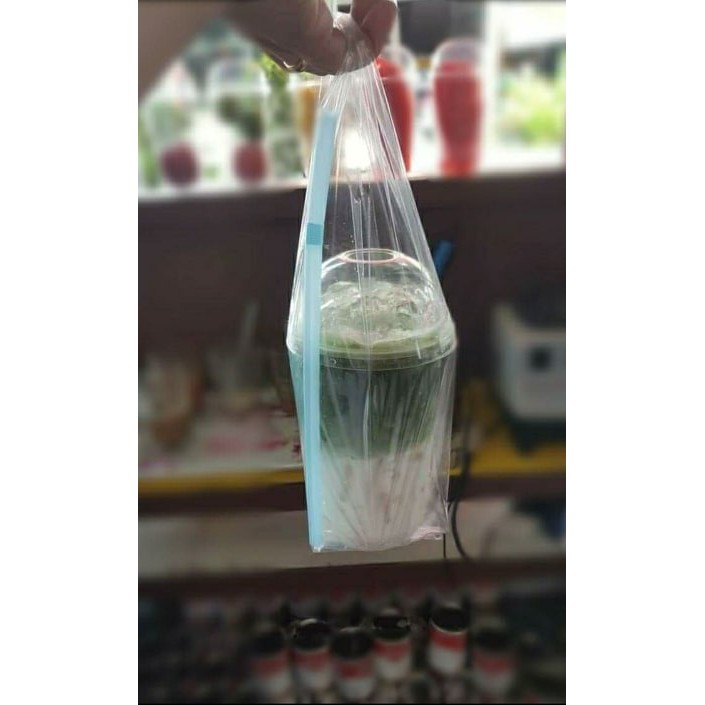 (100 ใบ) ถุงหิ้วแก้วเต็มใบ ไฮโซใส ใส่แก้วขนาด 16-22 oz. (100 ใบ) แบบใส ไฮโซ และเหนียว ไม่ขาดง่าย - รูปที่ 2