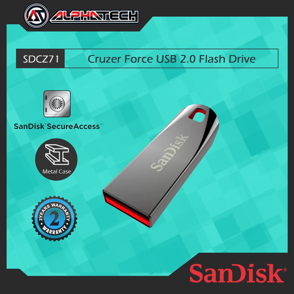 Sandisk Cruzer Force USB 2.0 Flash Drive, Metal Case, 16GB, 32GB, 64GB