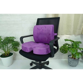 Chair cushion หุ้มผ้ากำมะหยี่ ชุดเบาะรองนั่ง เบาะรองหลัง เพื่อสุขภาพ ลดแรงกดทับ