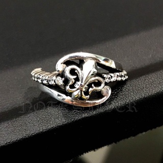 แหวน เฟลอร์เดอลีส์ ฝังเพชร เงินแท้  Sterling Silver 925 NSRG1142