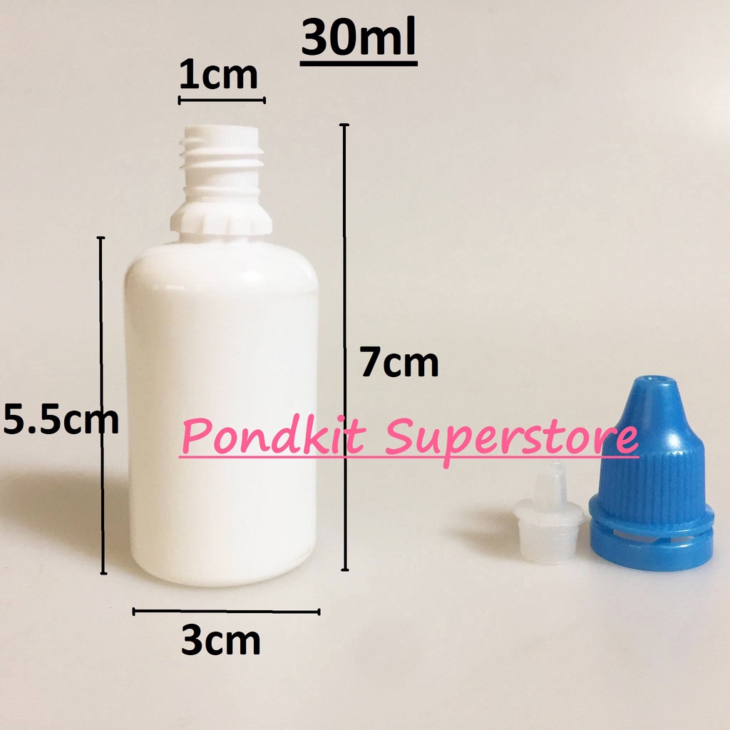 ขวดพลาสติกเปล่าสีขาวทึบ ขวดหยด5/10/20/30ml พร้อมจุกและฝา จำนวน1ชิ้น