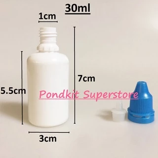 ขวดพลาสติกเปล่าสีขาวทึบ ขวดหยด5/10/20/30ml พร้อมจุกและฝา จำนวน1ชิ้น