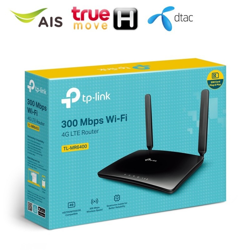 TP-Link TL-MR6400 4G LTE Router Wireless N 300Mbps แบบใส่ Sim รองรับเครือข่าย 4G LTE ทุกเครือข่าย