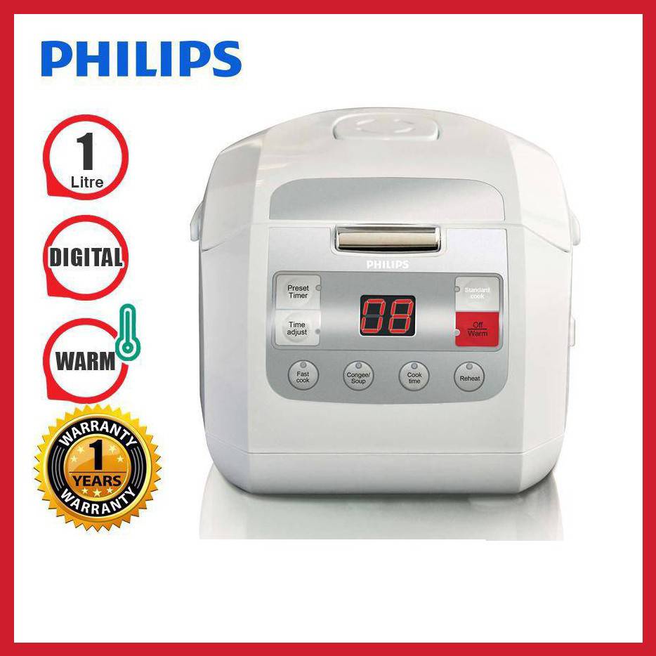 Philips หม้อหุงข้าวดิจิตอล ความจุ1.0 ลิตร รุ่น HD3030 (White) รับประกันสินค้า 2 ปี