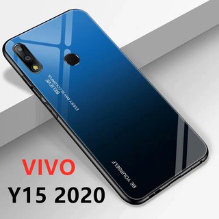 Case VIVO Y15 เคสวีโว่ เคสกระจกสองสี เคสเงาไล่สี ขอบนิ่ม เคสกันกระแทก สีกระจกเทมเปอร์ปลอกแก้วฝาหลังกันชน พร้อมส่ง