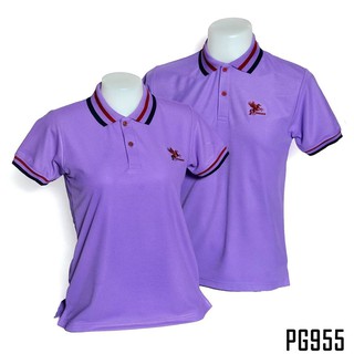 King Pegasus - เสื้อโปโลผู้ชาย Pegasus ผ้านิ่มใส่สบาย สีม่วง ปกกรม/แดง รหัส PG955