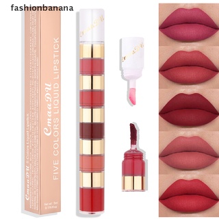 [fashionbanana] 5 In 1 ชุดลิปสติก เนื้อแมตต์กํามะหยี่ เซ็กซี่ สีแดง