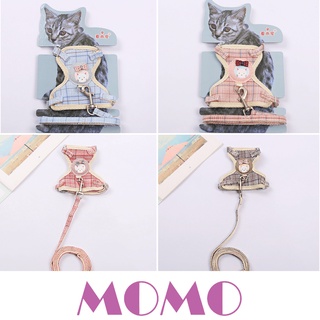 MOMO (AB108)สายจูงรัดอกหน้ารูปแมว สายจูงสัตว์เลี้ยง สายจูงแมว Cat Logo Harness