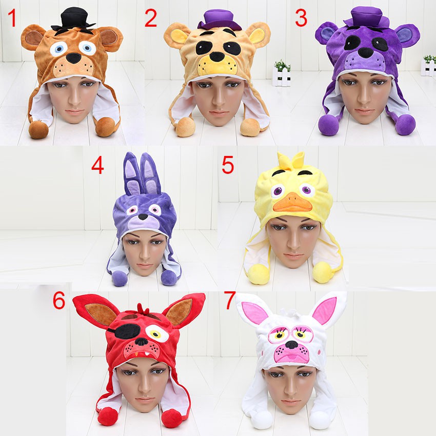 หมวก Fnaf ตุ๊กตาการ์ตูน Five Nights At Freddy's Freddy Fazbear foxy Cartoon animal head cap