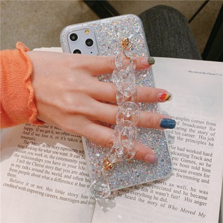 เคสโทรศัพท์มือถือ ปิดด้านหลัง แต่งกลิตเตอร์ พร้อมสายคล้องคริสตัล สําหรับ iPhone 14 13 12 11 Pro Max X XR XS 7 8 Plus