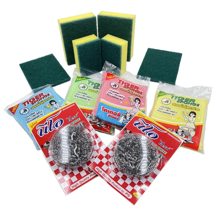 [ ที่เดียวจบ มีให้เลือกทุกแบบ] ฟองน้ำหุ้มตาข่าย ฟองน้ำล้างจาน ใยขัดกระทะ ฝอยสแตนเลส อุปกรณ์ขัดกระทะ