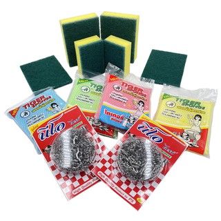 ฟองน้ำหุ้มตาข่าย ฟองน้ำล้างจาน ใยขัดกระทะ ฝอยสแตนเลส อุปกรณ์…