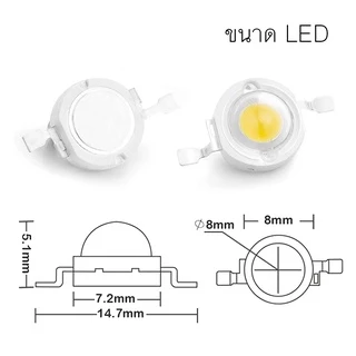 LED 1W 3W COB Lamp Chip 3.2-3.6V Input 100-220LM Mini Bulb Diode with PCB heat sink 20mm aluminium base ระบายความร้อน