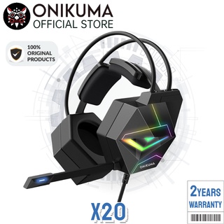 Onikuma X20 RGB Gaming Headset with Mic and Noise Canceling Headphone 7.1 Surround Sound with Led Light for Mobile Phone