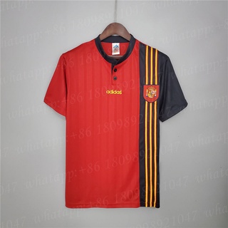 เสื้อกีฬาแขนสั้น ลายทีมชาติฟุตบอล Spain 1996 ชุดเหย้า สไตล์เรโทร ไซซ์ S-XXL