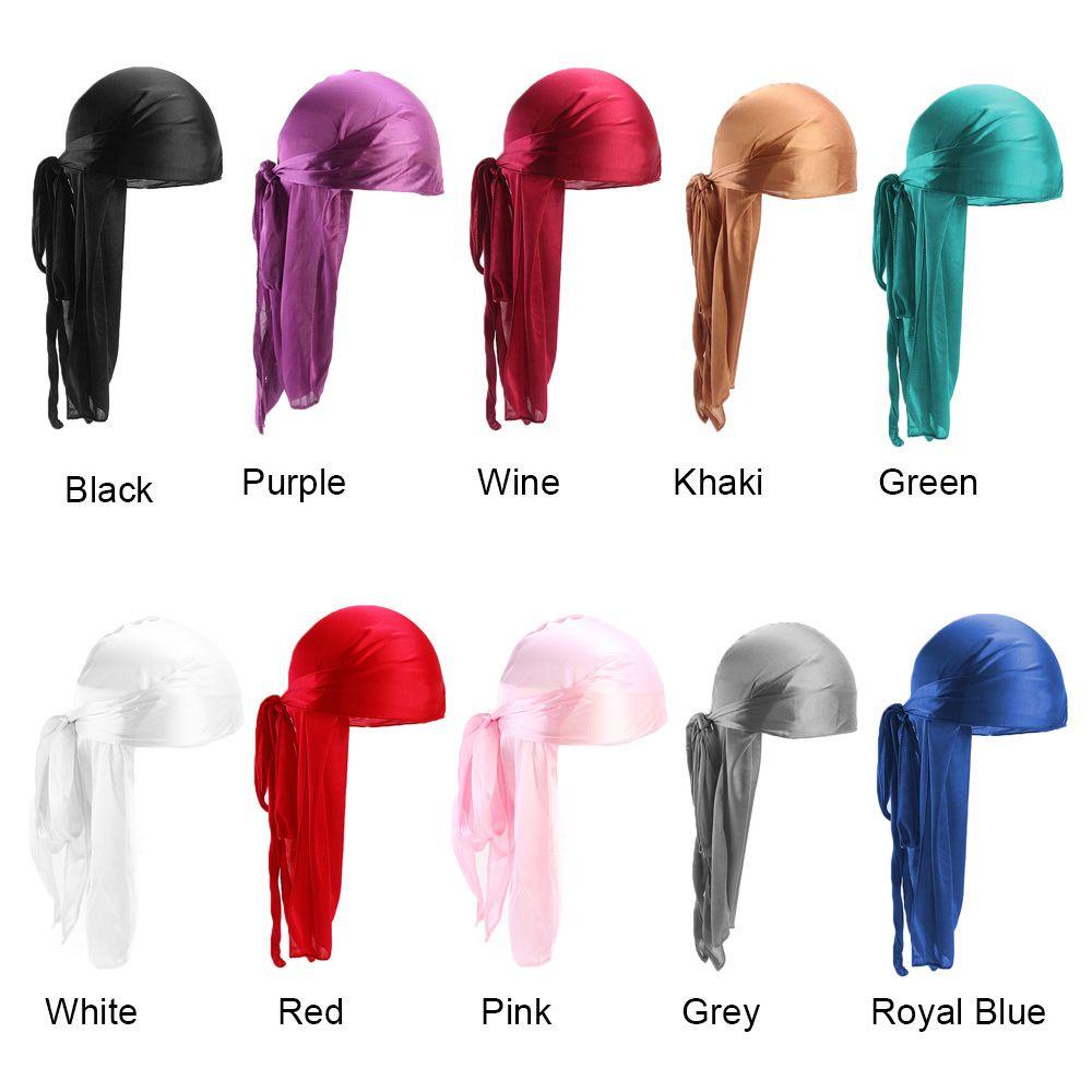 LONGE ผ้าไหม Durag ผู้ชายผู้หญิงแฟชั่น Chemo Cap Cancer Head ผ้าพันคอ Pre-Tied หมวกโจรสลัด - รูปที่ 2