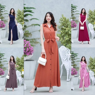 hbstation.shop เสื้อผ้าผู้หญิง Dressออกงาน สีกรม ม่วง ส้ม แดง ชมพู พร้อมส่ง