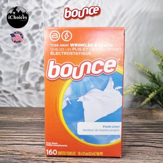 [Bounce] Fabric Softener Dryer Sheets, Fresh Linen 160 Sheets แผ่นอบผ้า ลดรอยยับ กลิ่นหอมสดชื่น