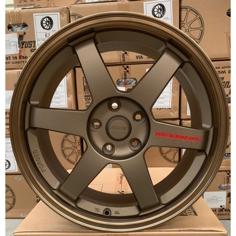 ล้อแม็กใหม่ TE37 Q1 หยอดแดง ก้านตรง งานYUSTA - ขอบ17 นิ้ว ( 17 x 7.5 x 5 รู114.3 ) ET38 - หน้ากว้าง 