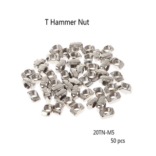 PCF* 50Pcs/Set Printer M5 T Hammer Nut Fastener Connector For 2020 Profile