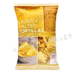 M&amp;S ทอร์ทิล่า Lightly Salted Tortillas ขนม แผ่นแป้งอบกรอบ vegan มังสวิรัติ จากอังกฤษ Marks&amp;spencer Chips Snacks