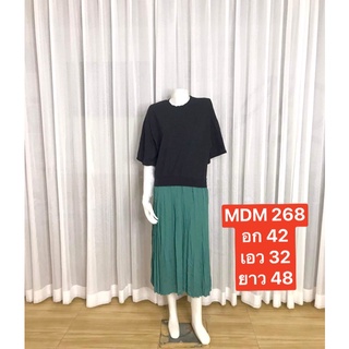 MDM 268 เดรสทูโทน คอกลม แฟชั่นผู้หญิงสาวอวบอวบ ใส่เที่ยว ชุดใส่ทำงาน ใส่อยู่บ้าน พร้อมส่ง