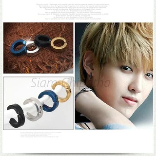 ต่างหู ไม่ต้องเจาะหู ตุ้มหู | NH | Punk Style Steel Men Women Round Ear Clip No Piercing Earrings - 1 ข้าง