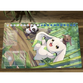 Digimon Duel Playmat Terriermon Veemon Trading Card Game Mat DTCG CCG แผ่นรองเมาส์ แผ่นรองโต๊ะ TCG Play Mat &amp; Card Zones ฟรีกระเป๋า