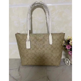 Coach Zip Top Tote In Signature Canvas