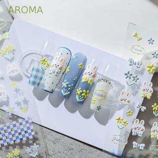 Aroma สติกเกอร์ติดเล็บ ลายการ์ตูนมิกกี้ สโนว์ไวท์ ดอกไม้ มีกาวในตัว แฟชั่นสําหรับผู้หญิง