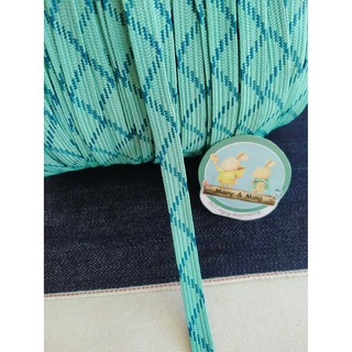 เชือกแบน สีเขียว Lochinvar Green ขนาด 1 ซม. หลาละ 9 บาท
