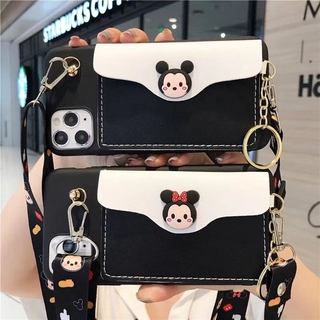 Vivo V20se V20 Se V19 V17 V17pro V15 Pro V15pro V11 V11pro V11i S1 S1pro S7 S6 S5 Z5x Z1pro Z1 Z3 Z3i Mickey and Minne Silicone Cartoon Cute Put in the Card with Lanyard Soft Phone Case