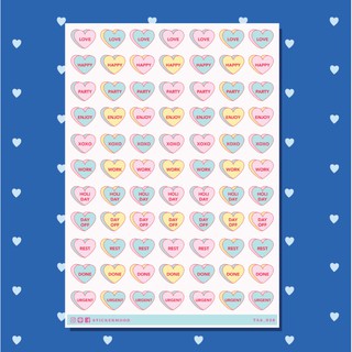 🍿🎡สติกเกอร์ไดคัท A6 ลาย Pastel Heart with words 🎡🍿 (รหัส : TA6_028)