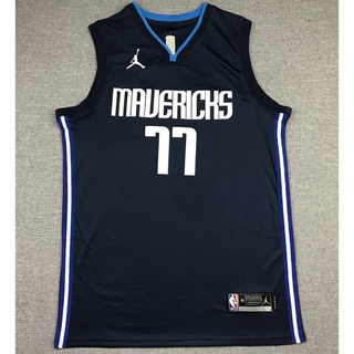 ใหม่ Dallas Mavericks NBA ฤดูกาล 2022 สําหรับผู้ชาย #เสื้อกีฬาบาสเก็ตบอล ปักลาย Luka Doncic 77 สีน้ําเงินกรมท่า