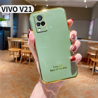 เคส VIVO V21 V21e 2021 การป้องกันเลนส์รูปแบบใหม่ 6D ชุบซิลิโคนเคสโทรศัพท์แบบนิ่ม V21 5G