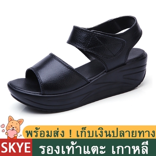 SKYE Sandal รัดส้น แบบแปะ ผู้หญิง รองเท้าแตะ รัดส้น หนังแท้ แตะ แฟชั่น