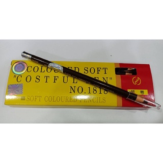 ดินสอเขียนคิ้วเชือก 1 แท่ง ( มีสติ๊กเกอร์ )Coloured Soft Cosmetic Art Eyebrow Pencil No.1818