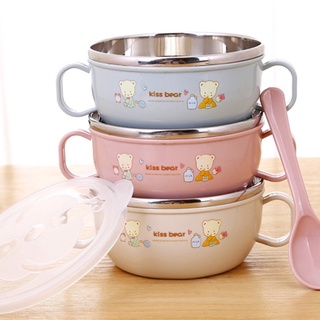 ⭐SH-PFF⭐Smart Stainless Steel Cartoon Feeding Bowl with Handles and Spoon for Baby