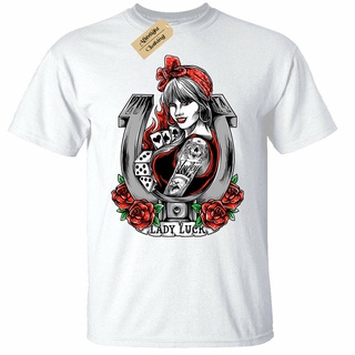 เสื้อยืด พิมพ์ลายโป๊กเกอร์ LUCK Game Pin Up Casino Cards Poker Ace of Spades สําหรับผู้ชาย และผู้หญิงสามารถปรับแต่งได้