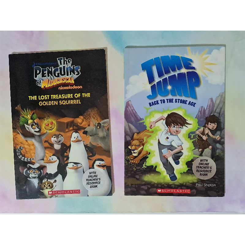 หน งส อ Time Jump Back To Stone Age และ The Penguins Of Madagascar The Lost Treasure Of The Golden Squirrel Shopee Thailand