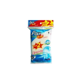 Poly-Brite Ultra โพลี-ไบรท์อัลตร้า ฟองน้ำหุ้มตาข่าย สีขาว (2ชิ้น/แพ็ก)