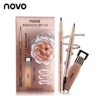 ของแท้ ♦️novo fashion brow natur #5146 : ▶▶โนโว ดินสอเขียนคิ้ว (แถมไส้ดินสอ + บล๊อกคิ้ว)▶▶ แบบหมุน มีแปรงปัดคิ้วในตัว