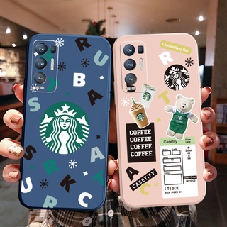 เคสโทรศัพท์มือถือ ขอบสี่เหลี่ยม ลาย Starbucks สําหรับ OPPO Reno6 Z 5G Reno 5 Pro 4 3 Reno2 Z F A95 5G A76 A96 4G