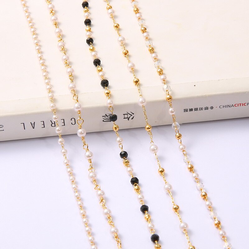 50 ซม./ชิ้น 18K Gold Plated ทองแดงลูกปัดมุกสําหรับ DIY รูปที่ 3