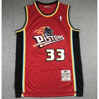 ลูกสูบดีทรอยต์ NBA 1998-99 season สําหรับผู้ชาย #เสื้อกีฬาบาสเก็ตบอล ปักลาย Grant Hill M&amp;N สไตล์วินเทจ สีแดง 33