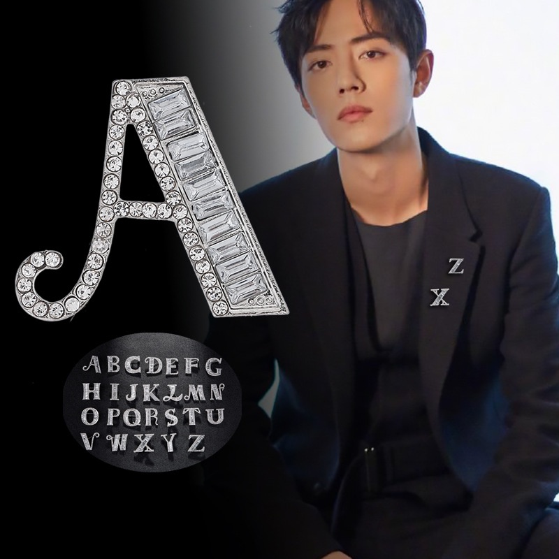 เข็มกลัดคริสตัล รูปตัวอักษรภาษาอังกฤษ 26 ตัว แฟชั่นสําหรับติดเสื้อสูท ราคา ถูกที่สุด ดีลบีเคเค
