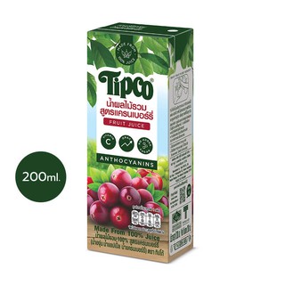 TIPCO น้ำผลไม้รวมสูตรแครนเบอร์รี่ Cranberry &amp; Mixed Fruit Juice100% ขนาด 200 มล.