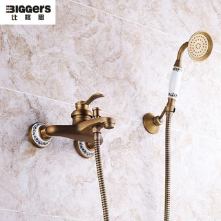 Biggers ก๊อกน้ำฝักบัวอาบน้ำทองเหลืองสีบรอนซ์โบราณพร้อมหัวฝักบัวผสมน้ำร้อนเย็น