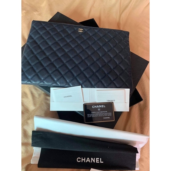 Chanel Classic O Case Ghw Black Caviar Leather Clutch Holo26